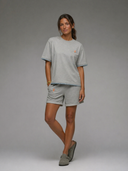 T-shirt Era gris chiné / rayures bleues Femme